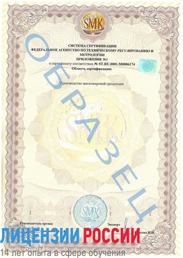 Образец сертификата соответствия (приложение) Ржев Сертификат ISO 22000